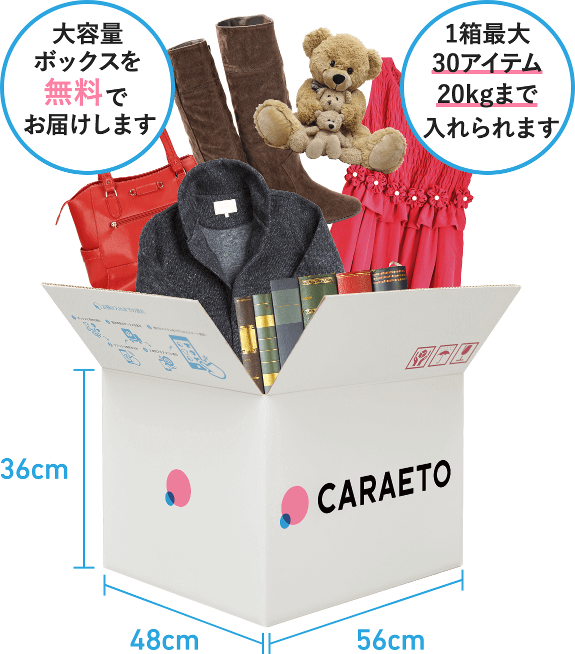 カラエトの大容量ボックスを無料でお届けします。